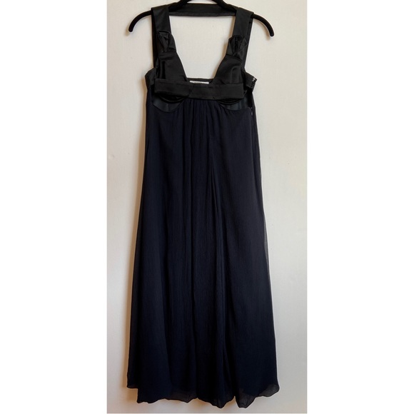 GIVENCHY NAVY CRINKLE CHIFFON BLACK SILK EMPIRE WAIST GOWN XS - Picture 2 of 9